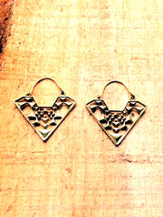 Aztec brass hoops earrings