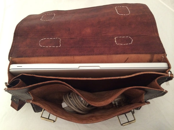 Moroccan Hand Made Leather Laptop Bag / Satchel